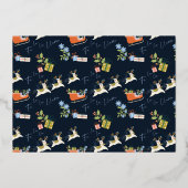 Fa La La Christmas Llama Reindeers & Sleigh Gives 箔シーズンカード (裏面)