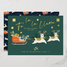 Fa La La Christmas Llama Reindeers & Sleigh Gives