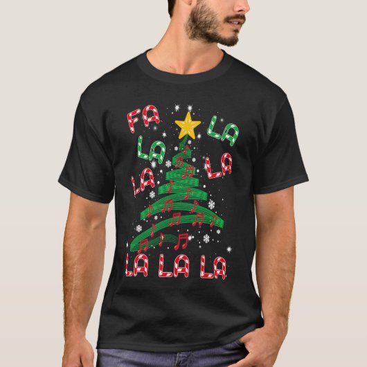 Fa La La Christmas Tree Music Notes Musical Christ Tシャツ (正面)