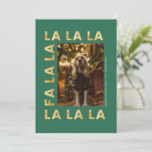 Fa la la Cute Pet Dog Christmas Family Photo シーズンカード (スタンド正面)