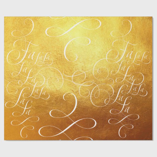 Fa la la Deck the Holes – クリスマス金ゴールドリッチ ラッピングペーパー (フラット)