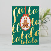 Fa La La Gingerbread man Foil Holiday Card Green 箔シーズンカード (立ち正面)