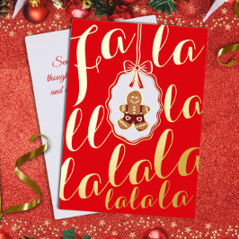 Fa La La Gingerbread man Foil Holiday Card Red 箔シーズンカード