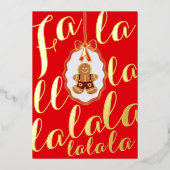 Fa La La Gingerbread man Foil Holiday Card Red 箔シーズンカード (正面)