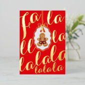 Fa La La Gingerbread man Foil Holiday Card Red 箔シーズンカード (立ち正面)