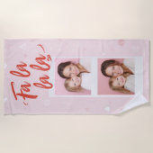 Fa La La La Blush Pink Christmas Photo  ビーチタオル (正面)