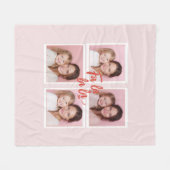 Fa La La La Blush Pink Christmas Photo Collage  フリースブランケット (正面(横))