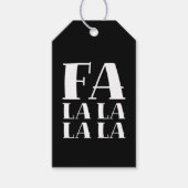 FA LA LA LA Bold Festive Black & White Christmas ギフトタグ (正面)