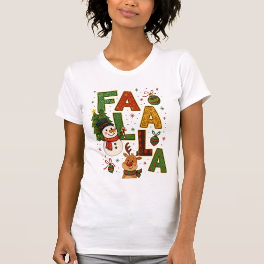 Fa La La La Christmas Holiday Cartoon Art Tシャツ (正面)