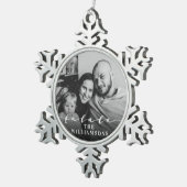 Fa La La La Christmas Photoトレンディースクリプト スノーフレークピューターオーナメント (右)