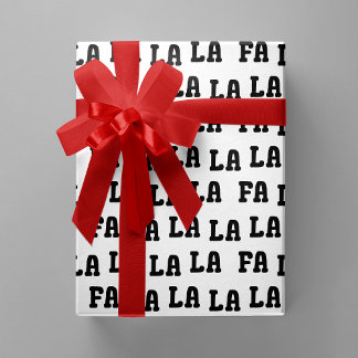 Fa La La La La ホワイト&ブラック 遊び心あふれるクリスマス ラッピングペーパー