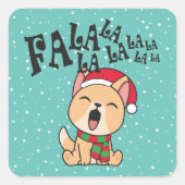 Fa La La La La Christmas Dog Singingシール スクエアシール (正面)