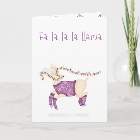 Fa-la-la-la-llama cute Christmas card カード (正面)
