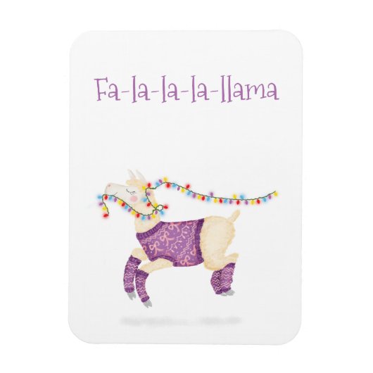 Fa-la-la-la-llama cute Christmas magnet マグネット (縦)
