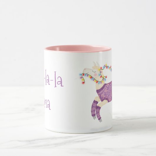 Fa-la-la-la-llama cute Christmas mug マグカップ (中央)