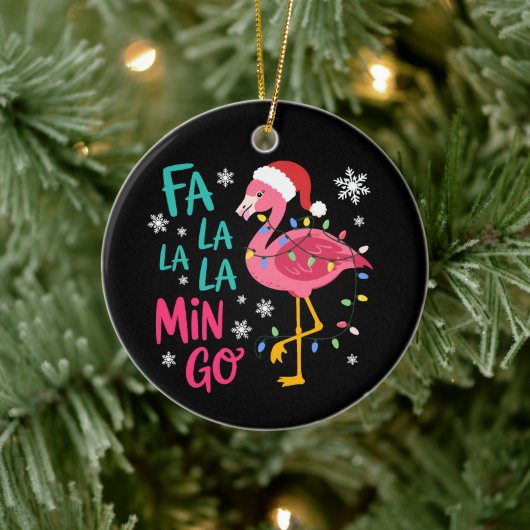 Fa La La La Mingo Christmas Flamingo Pink Lover セラミックオーナメント (ツリー)