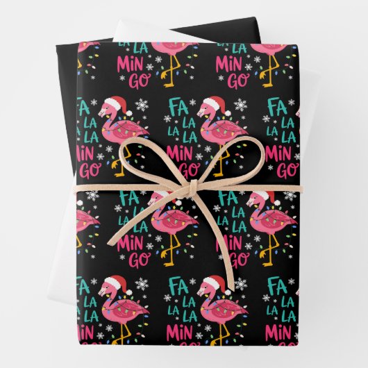 Fa La La La Mingo Christmas Flamingo Pink Lover ラッピングペーパーシート (インサイチュ)