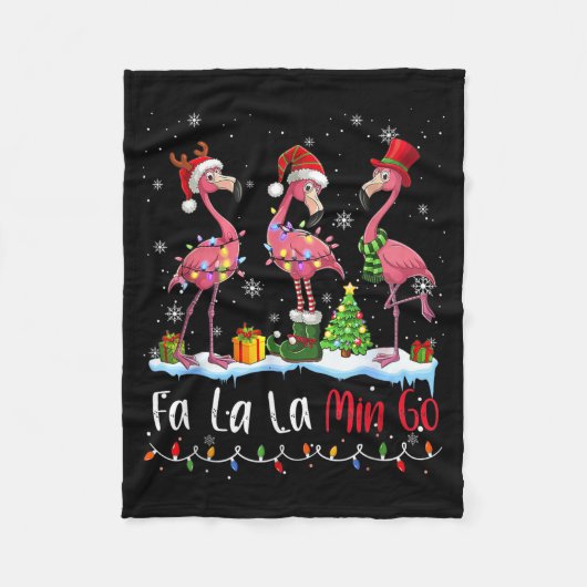 Fa La La La Mingo Flamingo Christmas Lover  フリースブランケット (正面)