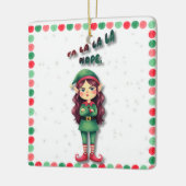 Fa La La La Nope Funny Christmas Elf Ornament   セラミックオーナメント (左)