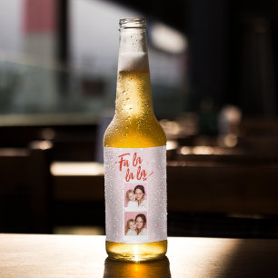 Fa La La La Pinkパーソナライズされたクリスマスフォト ビールラベル
