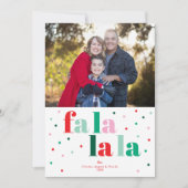 Fa La La La Red Green Pink Flat Holiday Photo Card シーズンカード (正面)