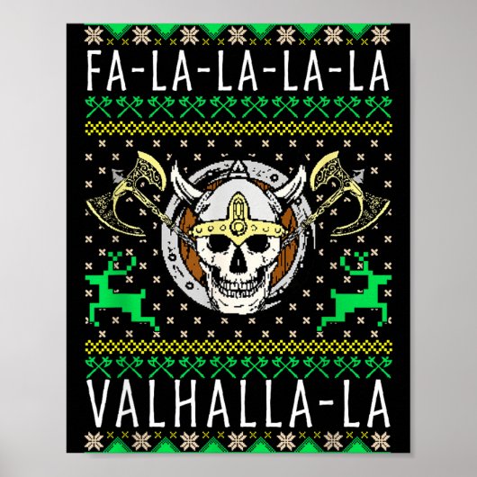 Fa-la-la-la Valhalla-la Viking God Ugly Christmas  ポスター (正面)