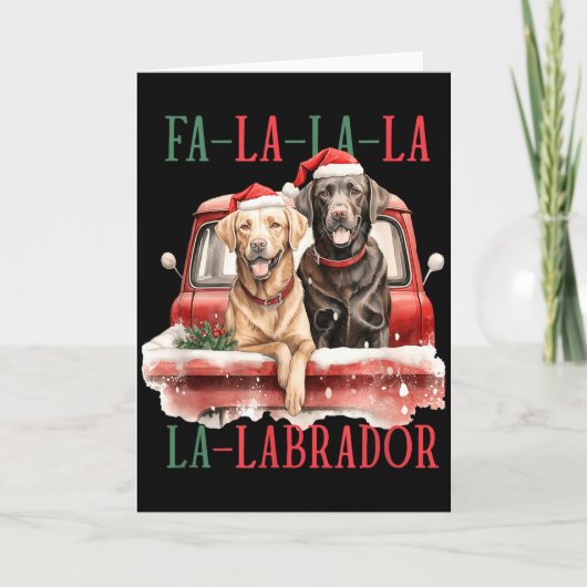 Fa La La Labrador Funny Christmas  カード (正面)