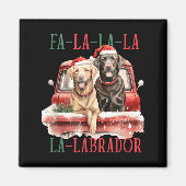 Fa La La Labrador Funny Christmas  マグネット (正面)