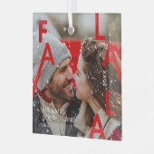 Fa La La Lettersミニマはっきりしたリストの写モダン真 ガラスオーナメント (正面左)