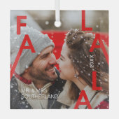 Fa La La Lettersミニマはっきりしたリストの写モダン真 ガラスオーナメント (正面)