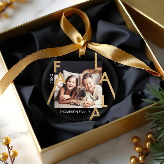 Fa La La Lettersミニマはっきりしたリストモダンフォトグラス セラミックオーナメント