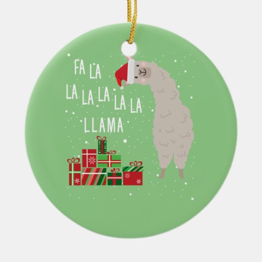 Fa La La Llamaシャツ – ラマ・クリスマス セラミックオーナメント (正面)