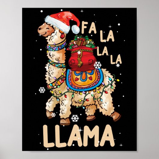 Fa La La Llama Christmas Shirt Christmas Lllama ポスター (正面)