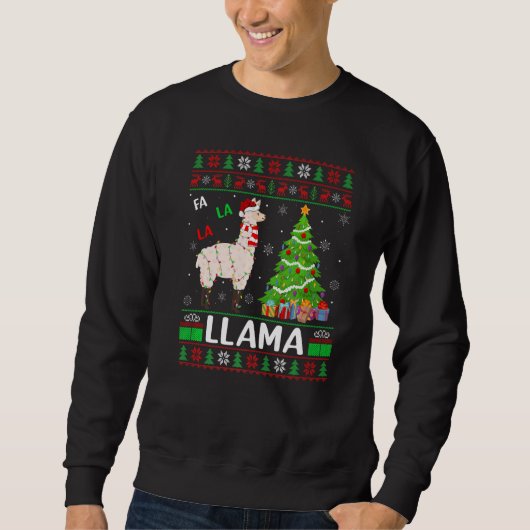 Fa La La Llama Lighting Xmas Tree Ugly Llama Chris スウェットシャツ (正面)
