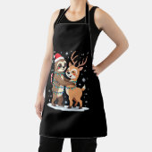 Fa La La Llama Xmas Lights Sloth Riding Llama Chri エプロン (インサイチュ)