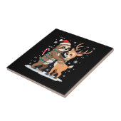 Fa La La Llama Xmas Lights Sloth Riding Llama Chri タイル (側面)