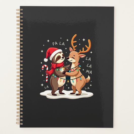 Fa La La Llama Xmas Lights Sloth Riding Llama Chri プランナー手帳 (正面)