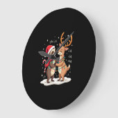 Fa La La Llama Xmas Lights Sloth Riding Llama Chri ラージ壁時計 (傾斜)