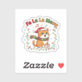 Fa La La Meow Funny Christmas Singing Cat Sticker シール (シート)
