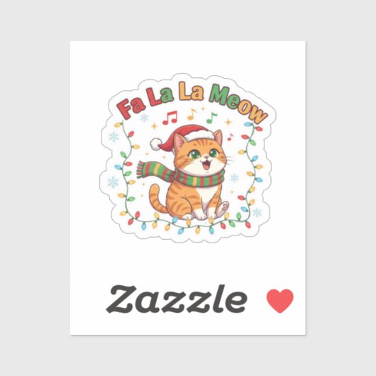 Fa La La Meow Funny Christmas Singing Cat Sticker シール (シート)