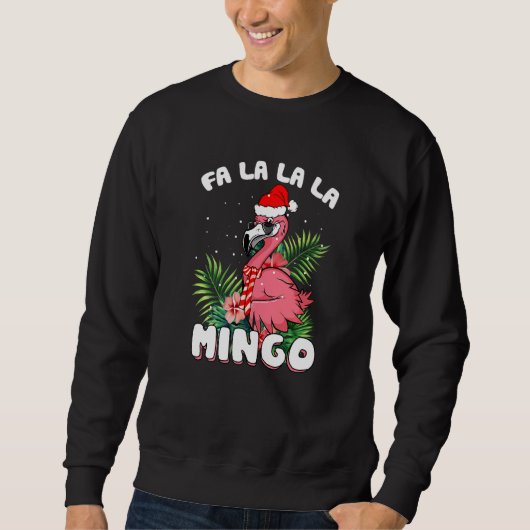 Fa La La Mingoサンタフラミンゴクリスマス スウェットシャツ (正面)