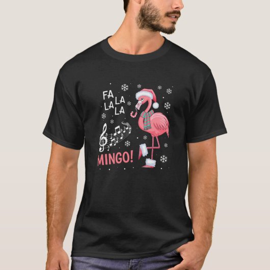 Fa La La Mingo Flamingo Candy Cane Christmas Premi Tシャツ (正面)