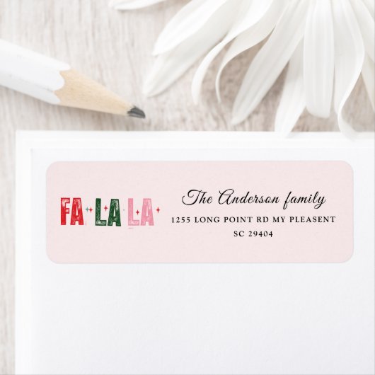 Fa La La Personalized Family Christmas ラベル (インサイチュ)