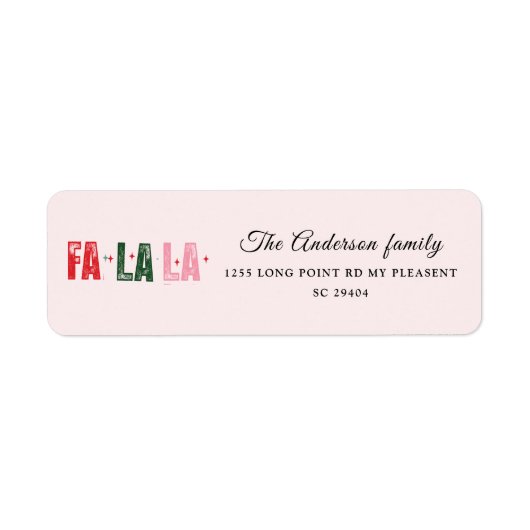 Fa La La Personalized Family Christmas  ラベル (正面)