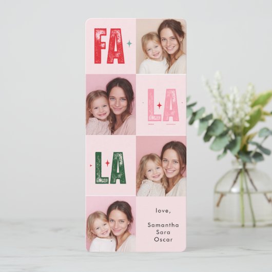 "Fa La La Photo Christmas Card | Pink & Festive  (スタンド正面)