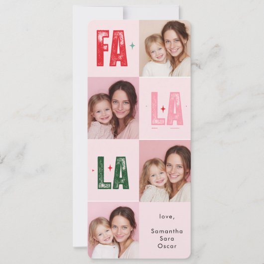"Fa La La Photo Christmas Card | Pink & Festive  (正面)