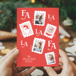 Fa La La Santa Clausクリスマス切手フォト シーズンカード<br><div class="desc">おもしろいとフェスティバル写真のホリデーカード。当社のおもしろい切手デザインは、おもしろいサンタクロース、ミセス条項、おもしろいタイポグラフィのラデザインを備えている。あなたの名前と年と一緒に3つの切手のデザインにあなたの写真を追加する。鳥類科学パペリーによって設計された</div>