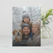 Fa La La Script Snowy Family Christmas Photo シーズンカード (スタンド正面)