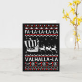 Fa La La Valhalla Viking Ship Christmas Xmas Ugly  カード (黄色い花)