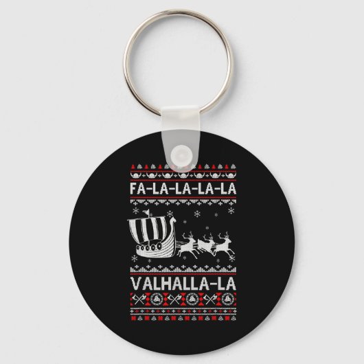 Fa La La Valhalla Viking Ship Christmas Xmas Ugly  キーホルダー (正面)
